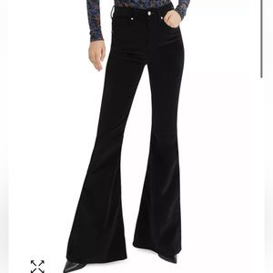 Veronica Beard Jeans Sheridan Velvet High Rise Exaggerated Flare Size 30 Black